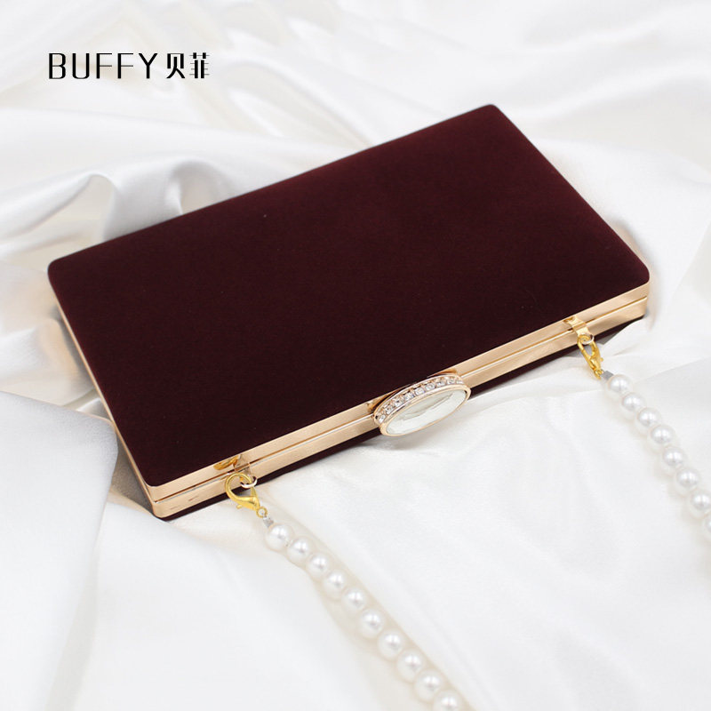 复古晚宴手拿包女晚装宴会手包丝绒手提小包旗袍搭配晚礼服的包包