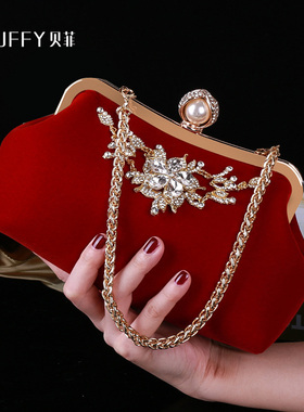 结婚手包女婚礼新娘手拿包红色手提包配旗袍小包包喜婆婆中式婚包