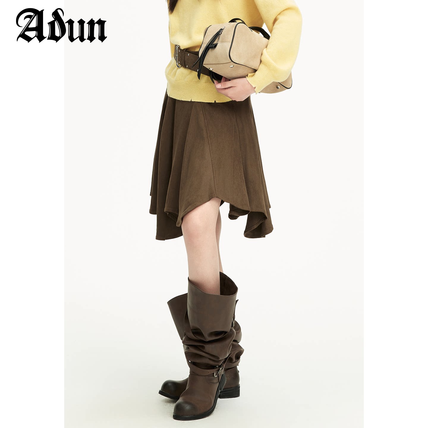 Abun【商场同款】2025年冬季新品高腰复古不规则短款半身裙女图片