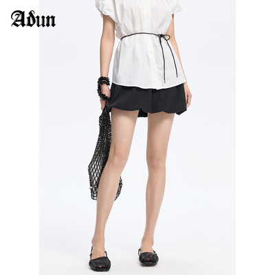 Abun【商场同款】夏季新品短款纯色灯笼短裙女时髦气质减龄