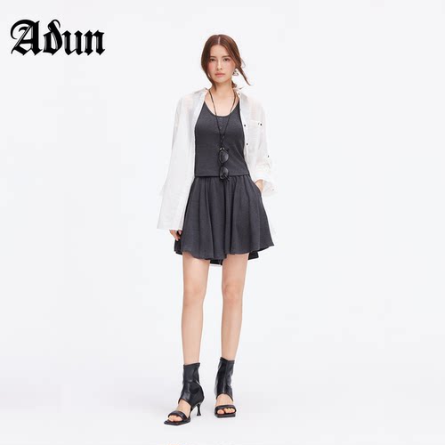 Abun【商场同款】2026年夏季新品防晒衬衫背心短裤三件套套装