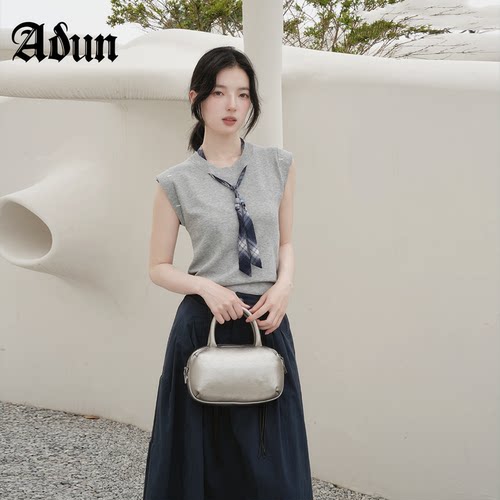 Abun【商场同款】2026年夏季新品格纹领结修身显瘦百搭外穿上衣