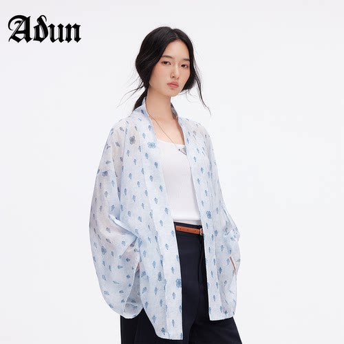 Abun【商场同款】2026年夏季新品宽松慵懒衬衣透气防晒空调衫女