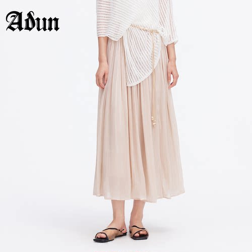 Abun【商场同款】2026年夏季新品高腰松紧腰垂感大摆温柔气质纱裙