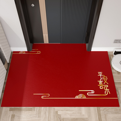 金雨家居新中式入户地垫 新款防水门垫防尘免洗皮革地毯进门脚垫