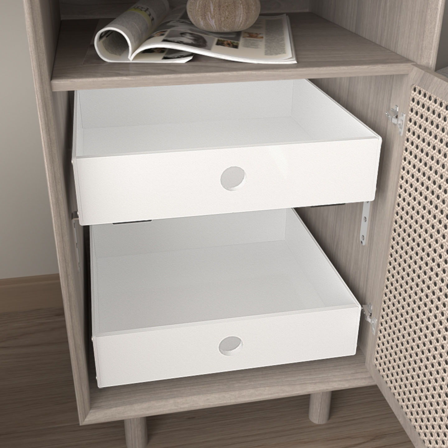 新全PP材料厨房柜内抽屉托盘带轨道橱柜衣柜化妆品分层收纳盒拉篮