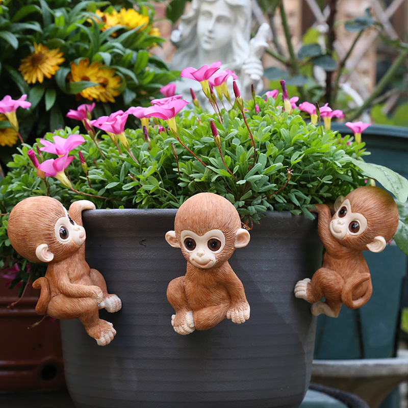 花园杂货盆景小摆件挂盆小猴子