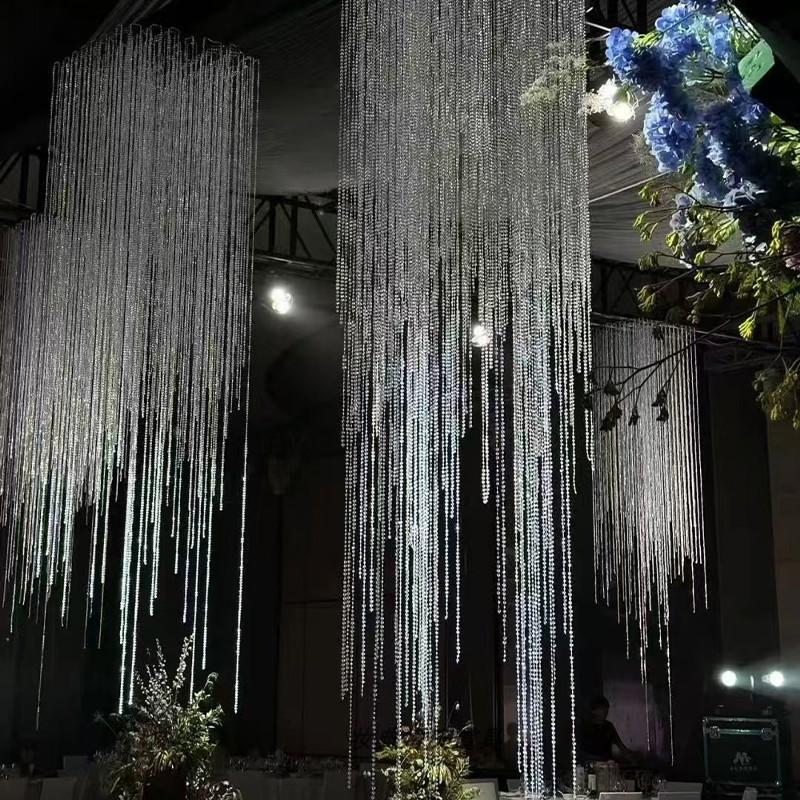 婚庆飞碟珠亚克力成品水晶珠帘银亮片帘子若汐吊顶装饰婚礼堂道具
