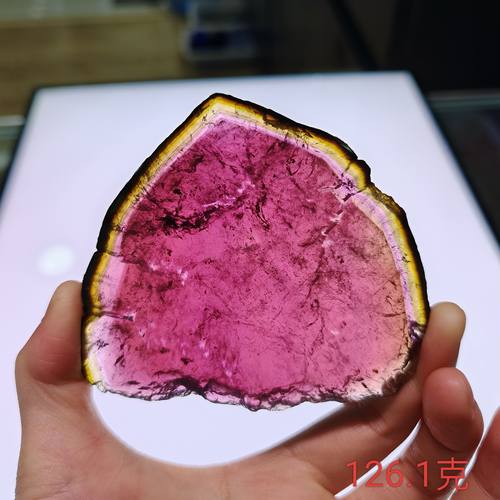 马达加斯加天然西瓜碧玺 碧玺切片 标本 摆件