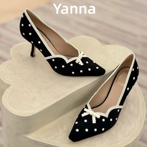 Yanna雅娜、蝴蝶结高跟鞋女26FW秋季新品法式尖头细跟气质单鞋