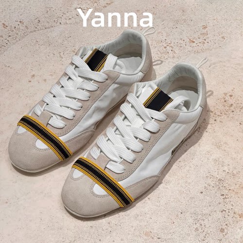 Yanna雅娜 渠道货 复古拼色德训鞋女26WF轻便软底休闲运动阿甘鞋