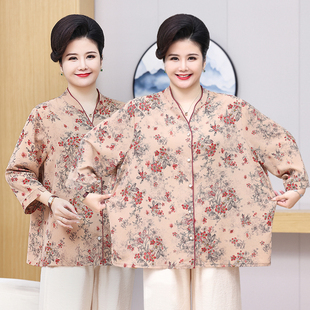 加肥加大码 套装 女装 衬衫 上衣服中老年人奶奶唐装 200斤胖妈妈夏季