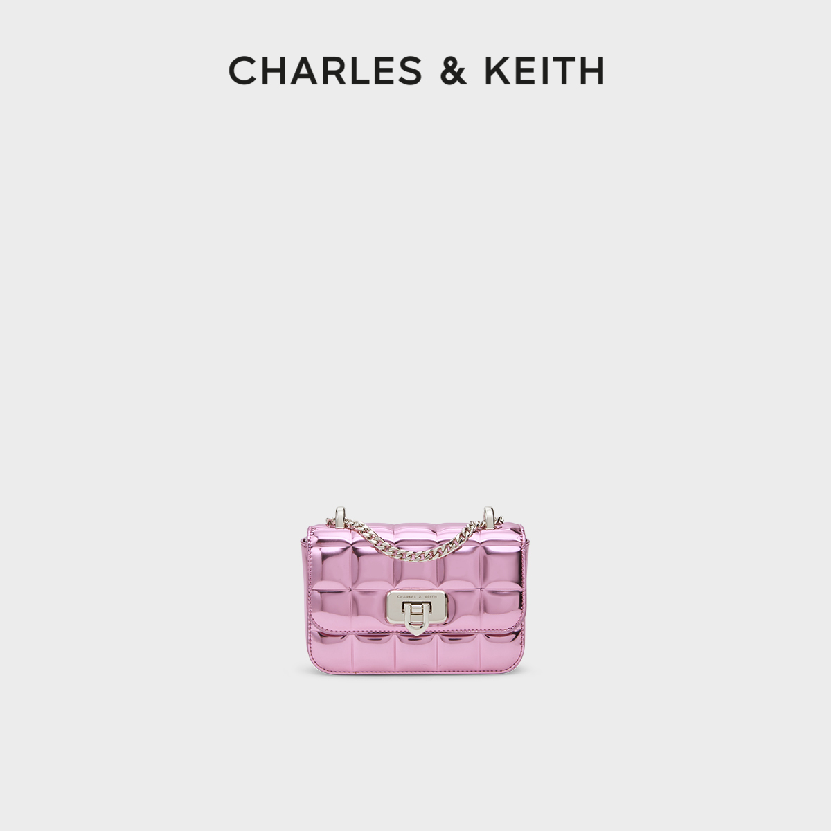 CHARLESKEITH金属镜面斜挎小方包