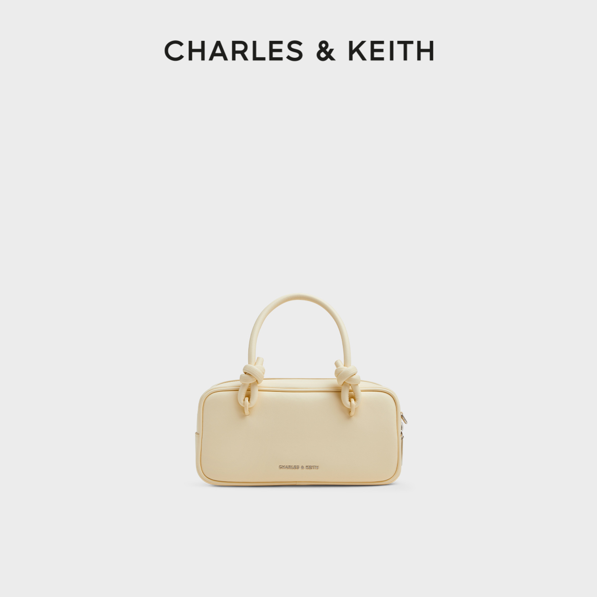 CHARLES&KEITH25夏新款CK2-30271574奶油色柔软手提斜挎波士顿包
