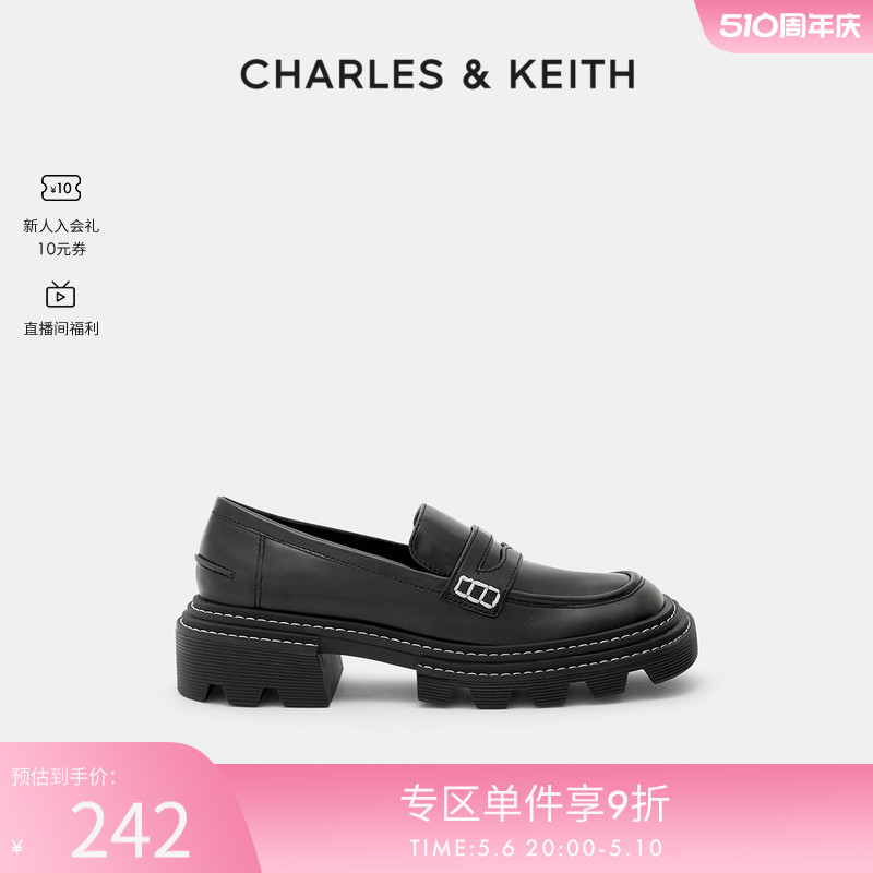 CHARLES＆KEITH春夏女鞋CK1-70900334女士休闲甜酷厚底中跟乐福鞋-封面