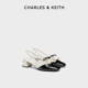 CHARLES&KEITH秋冬女鞋 蝴蝶结粗跟包头低跟凉鞋 CK1 61720194法式