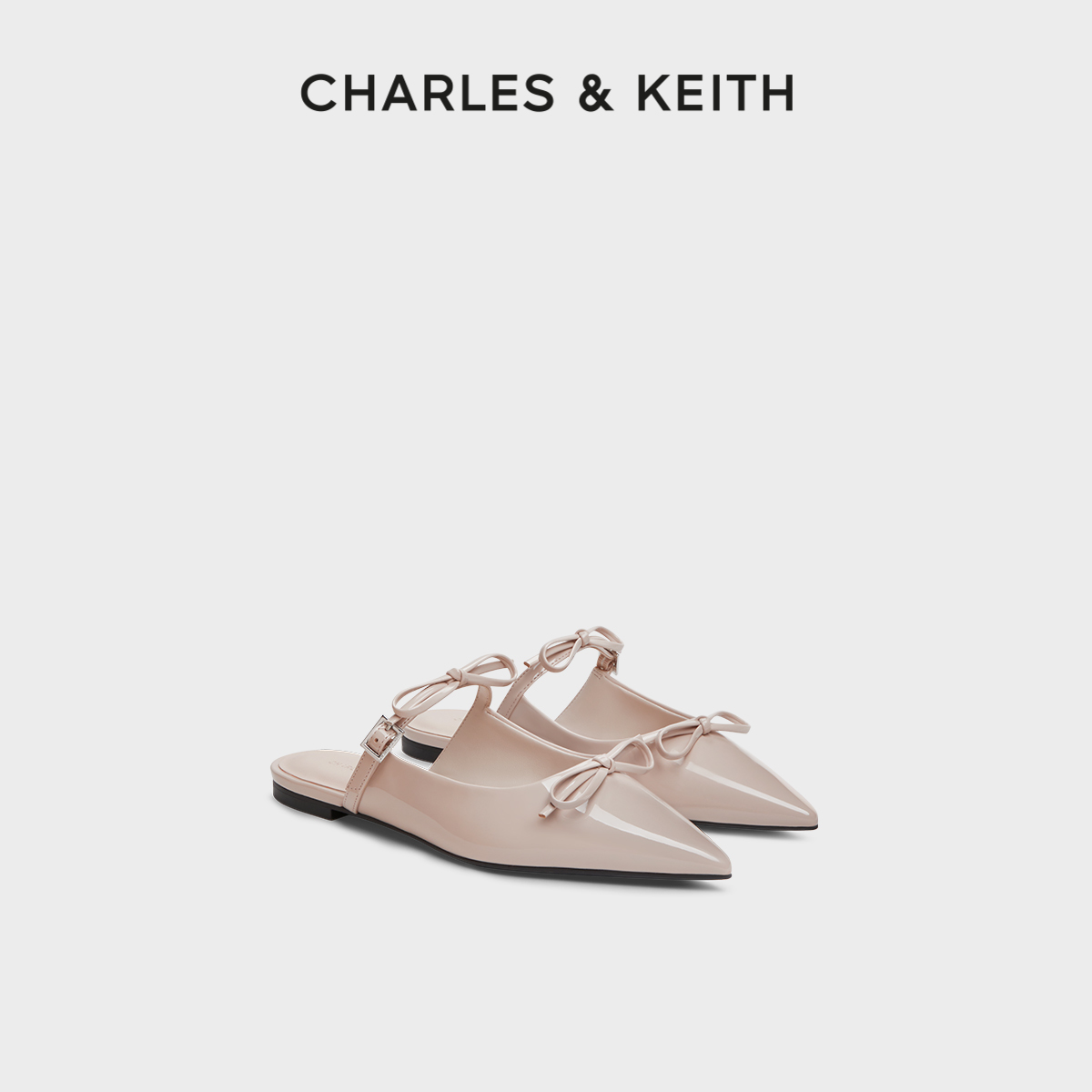 CHARLES&KEITH25夏季新款CK1-70580265蝴蝶结尖头平底穆勒鞋拖鞋