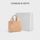40782823 CHARLES&KEITH25冬新款 SL6 A真皮蝴蝶结缎面手提小方包