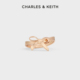 CHARLES&KEITH25冬新款 CK5 32120448简约蝴蝶结造型闭口戒指女戒