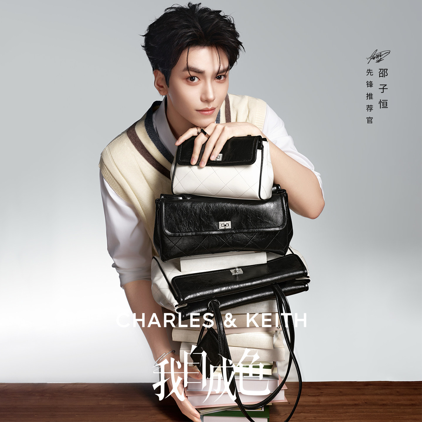 菱格双面腋下包CHARLES&KEITH