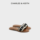 外穿女 70580230金属扣饰平底一字拖鞋 CK1 CHARLES&KEITH24夏新款