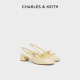 CHARLES&KEITH24夏新款CK1-61720194法式蝴蝶结粗跟包头低跟凉鞋