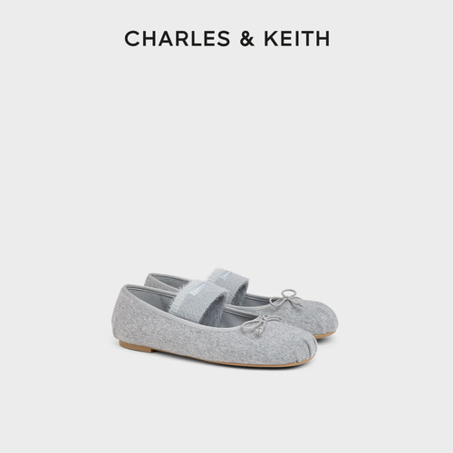 CHARLES&KEITH秋季女鞋CK1-70920211平底蝴蝶结玛丽珍鞋芭蕾舞鞋