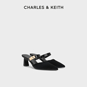 60580331一字带尖头低跟穆勒拖鞋 CHARLES&KEITH25冬新款 CK1 凉拖