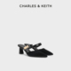 60580331一字带尖头低跟穆勒拖鞋 CHARLES&KEITH25冬新款 CK1 凉拖