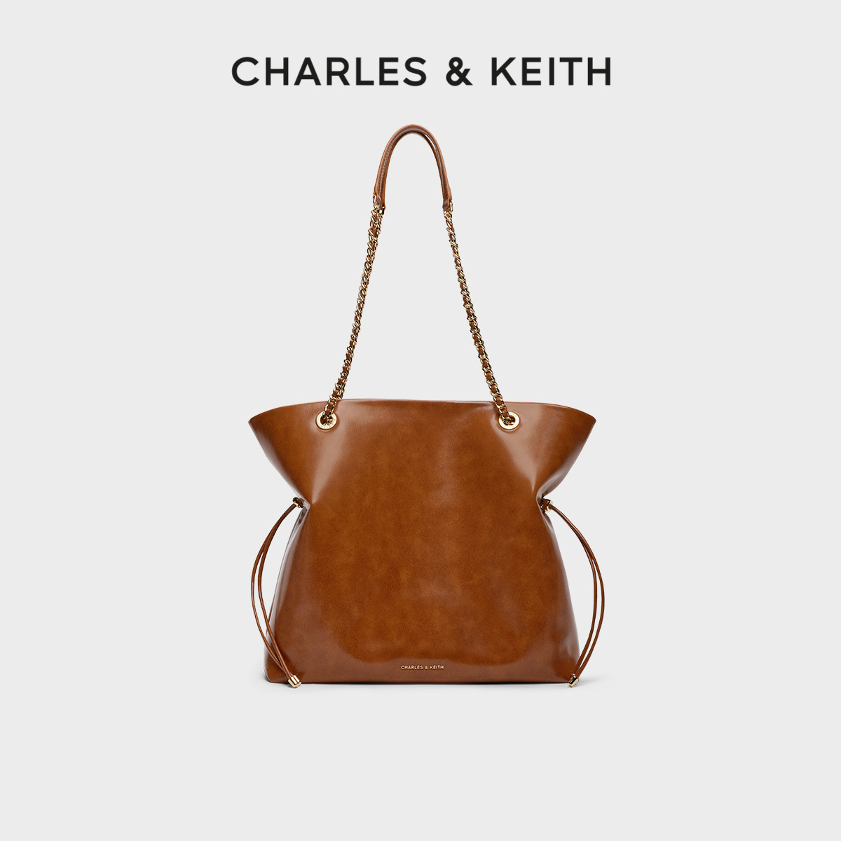 CHARLES&KEITH26夏新款CK2-20782654大容量抽绳链条托特包福袋包
