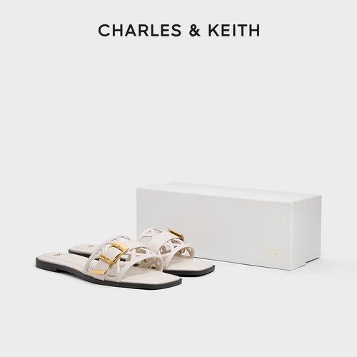 真皮方头平底凉拖CHARLES&KEITH