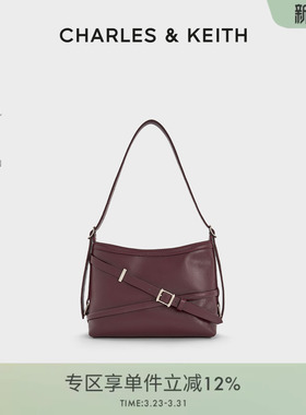 CHARLES&KEITH春季女包CK2-80271629绑带式时尚酷感水桶包腋下包
