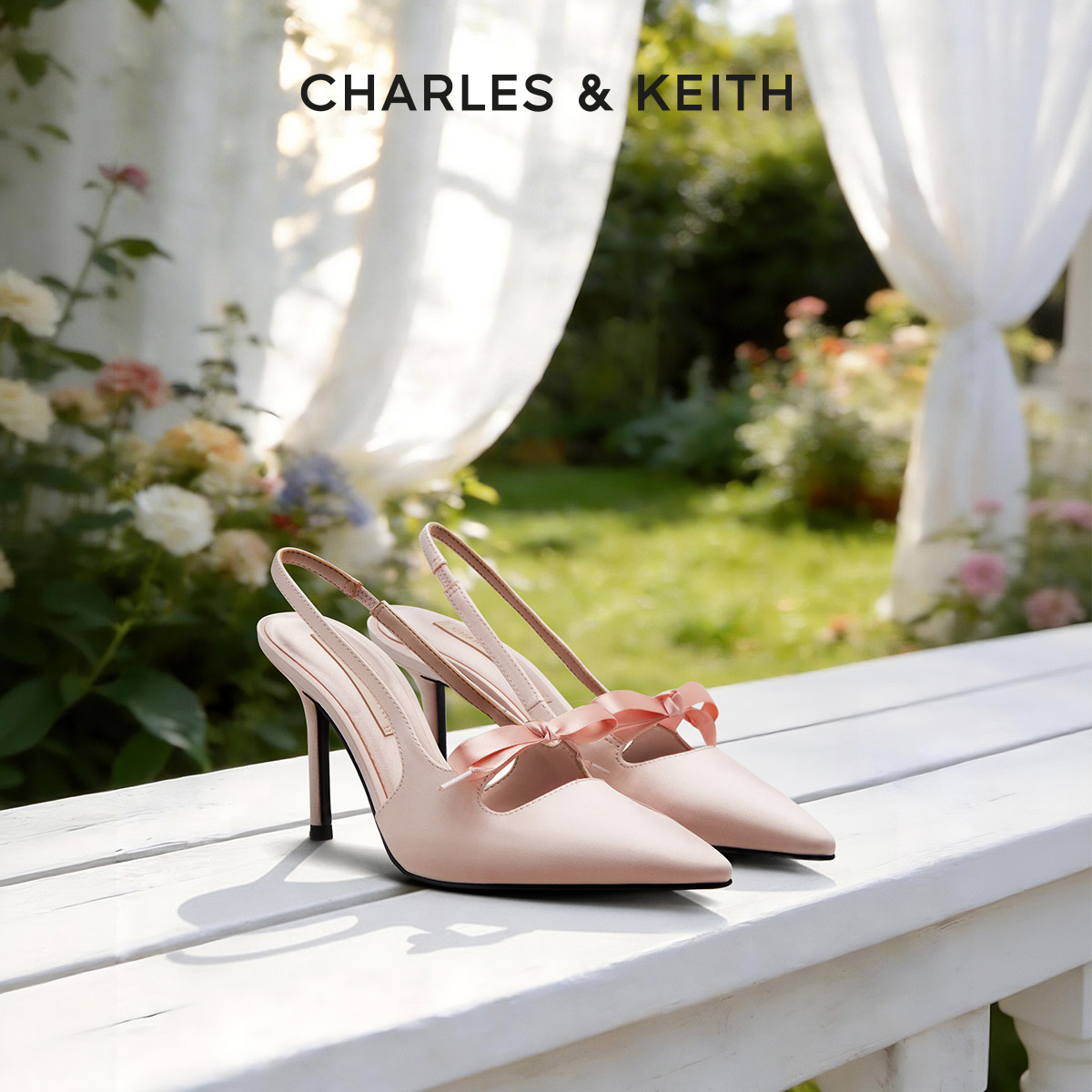 [新年礼物]CHARLES&KEITH女鞋CK1-60361556蝴蝶结高跟凉鞋婚鞋