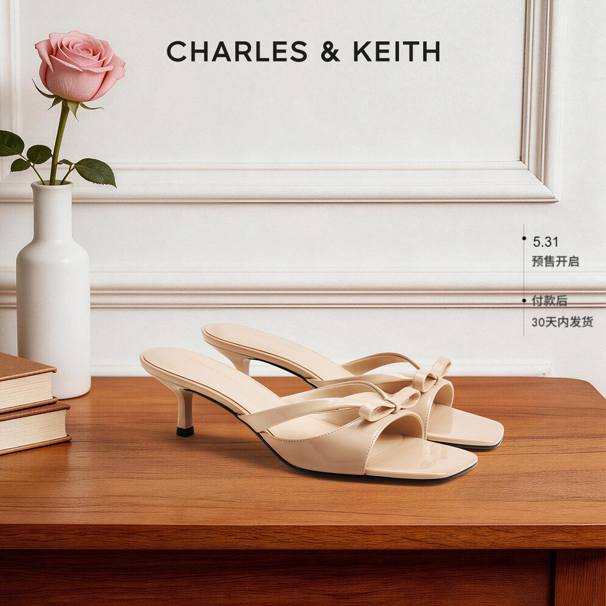 【毕业礼物】CHARLES&KEITH女鞋CK1-60361622蝴蝶结高跟凉拖鞋