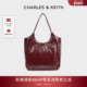CHARLES&KEITH女包CK2 新年礼物 30782457柔软褶皱大容量托特包