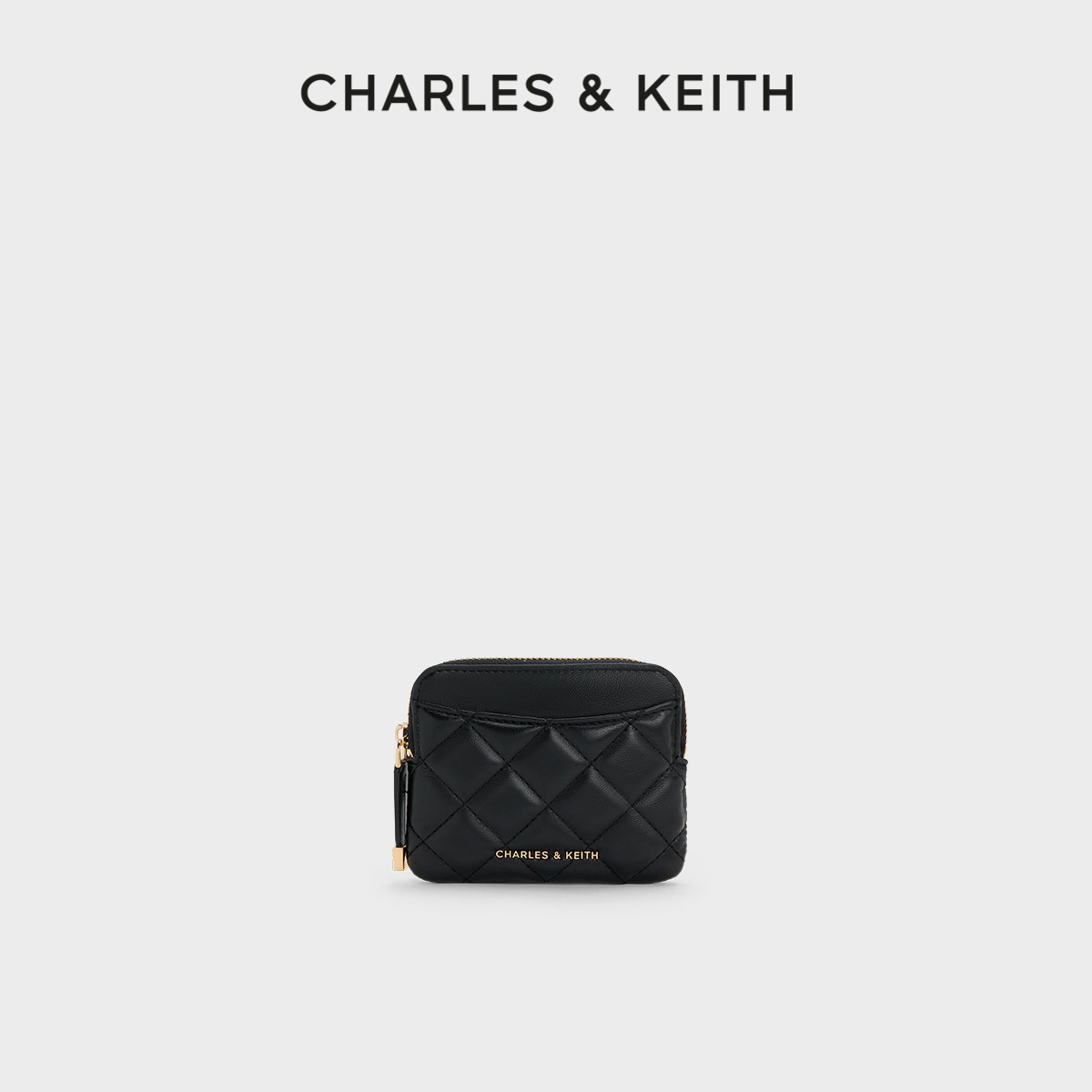 CHARLES&amp;KEITH26春新款CK6-50681238菱格纹迷你零钱包卡包手拿包