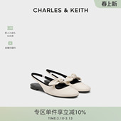玛丽珍鞋 CHARLES＆KEITH春季 70580278圆头平底蝴蝶结凉鞋 CK1 女鞋