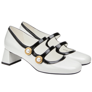 CHARLES&KEITH24秋新款CK1-60280446法式拼色珍珠玛丽珍高跟鞋女