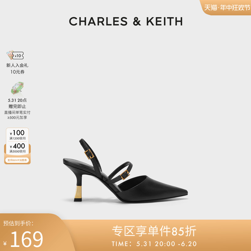 CHARLES&KEITH尖头后绊带凉鞋