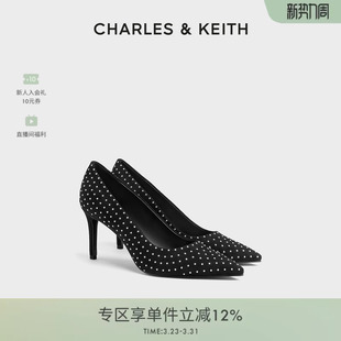 细跟单鞋 CHARLES&KEITH春季 60280491气质通勤尖头高跟鞋 CK1 女鞋