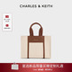 CK2 CHARLES&KEITH25冬季 新品 30151503帆布拼接单肩托特包斜挎包