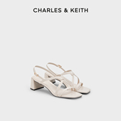 CK1 60280472法式 一字带粗跟凉鞋 CHARLES&KEITH女鞋 高跟鞋