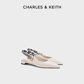 CHARLES&KEITH26春季 71720139优雅丝带平底羊皮包头凉鞋 新款 SL1