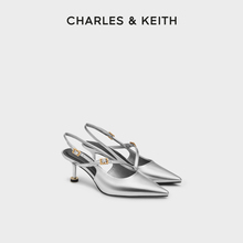 CHARLES&KEITH25夏新款CK1-60280474一字带尖头中跟包头凉鞋单鞋