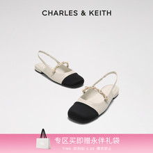 【520礼物】CHARLES&KEITH夏女鞋CK1-70900382珠链绊带小香风凉鞋