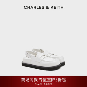 CHARLES&KEITH夏季女鞋CK1-70381107休闲厚底勃肯鞋后绊带凉鞋女