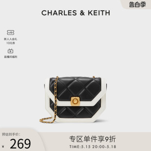 CHARLES&KEITH春夏女包CK2 20671406女士菱格链条斜挎信封包