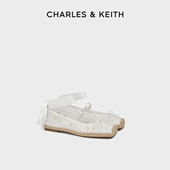 70920197方头平底草编绑带芭蕾舞单鞋 CHARLES&KEITH秋冬女鞋 CK1