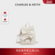 CHARLES&KEITH25秋新款 CK2 60151552褶皱包盖蝴蝶结包挂双肩背包