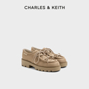 单鞋 CHARLES&KEITH25冬新款 1厚底仿麂皮系带乐福鞋 70381172 CK1